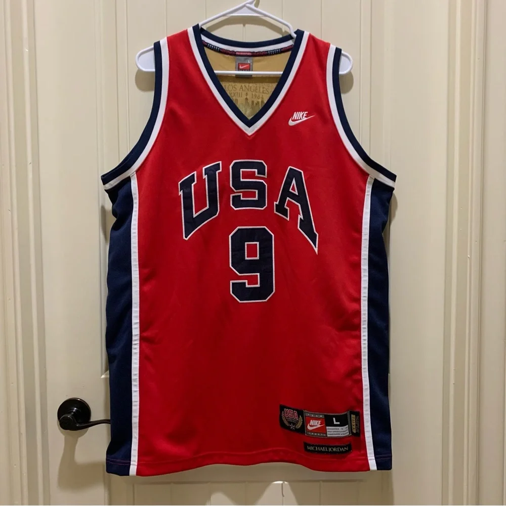 Michael Jordan Nike 1984 OLYMPIC AWAY JERSEY LARGE RED AUTHENTIC RARE